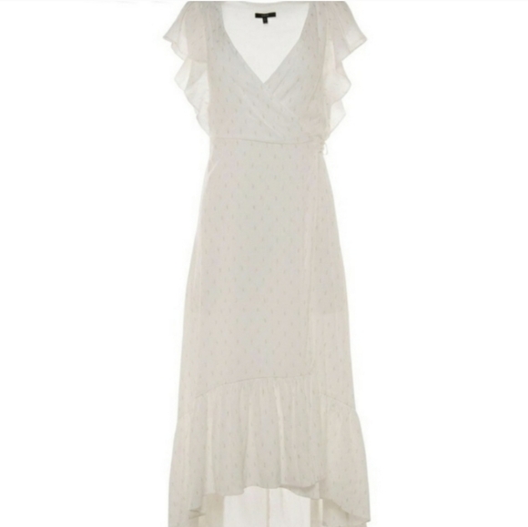 DREW "Maggie " Maxi length Wrap Dress White with Gold Lame Spun Size Small NWT - Picture 2 of 9